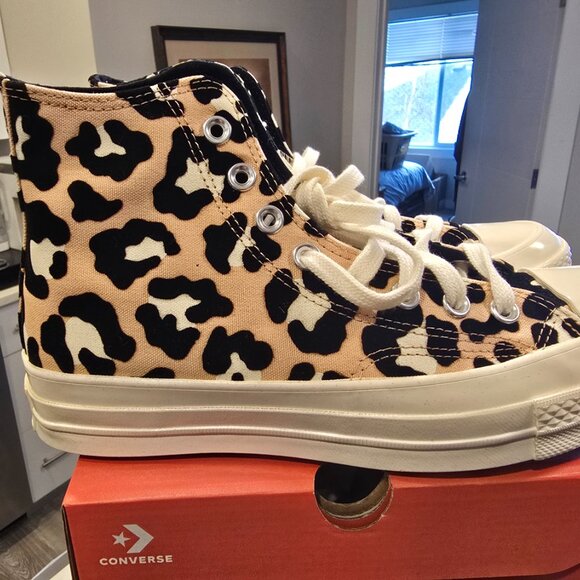 Converse Chuck 70 Hi Leopard Print Women's Sneakers Shoes A14945C Size 8 NEW - Picture 3 of 13